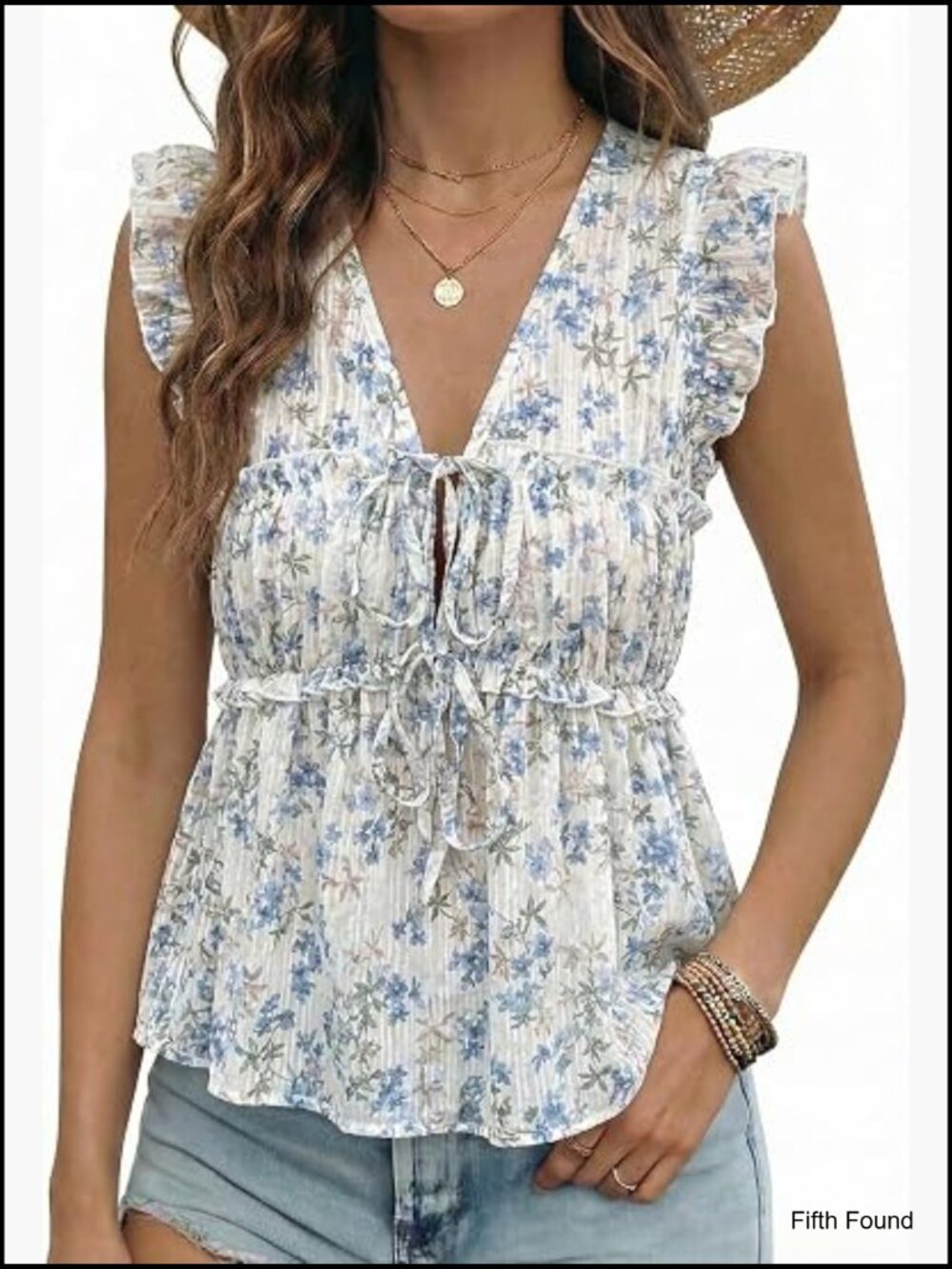 V-Neck Ruffle Cap Sleeve Tie Front Top S-XXL Blouse